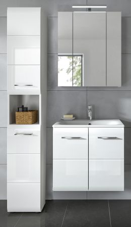 Badmbel Set 3-teilig Cover in wei Hochglanz Badkombination 105 x 185 cm