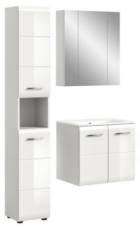 Badmbel Set 3-teilig Cover in wei Hochglanz Badkombination 105 x 185 cm