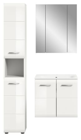 Badmbel Set 3-teilig Cover in wei Hochglanz Badkombination 105 x 185 cm
