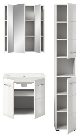 Badmbel Set 3-teilig Cover in wei Hochglanz Badkombination 105 x 185 cm