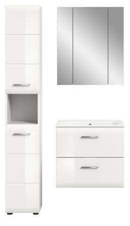 Badmbel Set 3-teilig Cover in wei Hochglanz Badkombination 105 x 185 cm