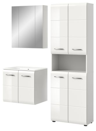 Badmbel Set 3-teilig Cover in wei Hochglanz Badkombination 135 x 185 cm