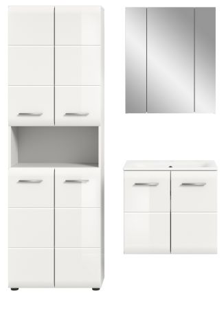 Badmbel Set 3-teilig Cover in wei Hochglanz Badkombination 135 x 185 cm