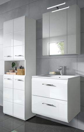 Badmbel Set 3-teilig Cover in wei Hochglanz Badkombination 135 x 185 cm