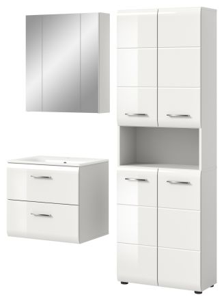 Badmbel Set 3-teilig Cover in wei Hochglanz Badkombination 135 x 185 cm