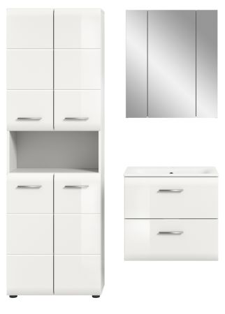 Badmbel Set 3-teilig Cover in wei Hochglanz Badkombination 135 x 185 cm
