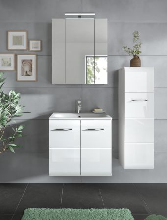 Badmbel Set 3-teilig Cover in wei Hochglanz Badkombination 105 x 185 cm