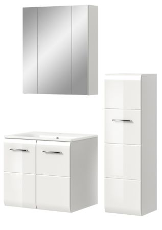 Badmbel Set 3-teilig Cover in wei Hochglanz Badkombination 105 x 185 cm