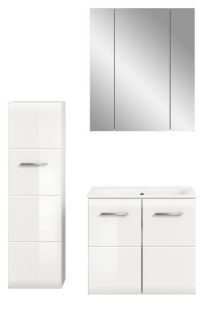 Badmbel Set 3-teilig Cover in wei Hochglanz Badkombination 105 x 185 cm