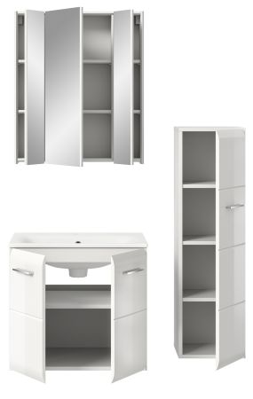 Badmbel Set 3-teilig Cover in wei Hochglanz Badkombination 105 x 185 cm