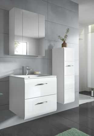 Badmbel Set 3-teilig Cover in wei Hochglanz Badkombination 105 x 185 cm