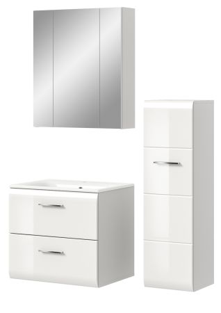 Badmbel Set 3-teilig Cover in wei Hochglanz Badkombination 105 x 185 cm