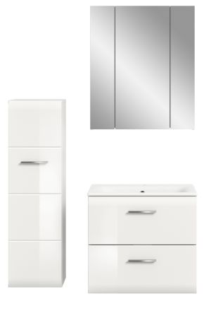 Badmbel Set 3-teilig Cover in wei Hochglanz Badkombination 105 x 185 cm