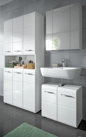 Badmbel Set 3-teilig Cover in wei Hochglanz Badkombination 165 x 185 cm
