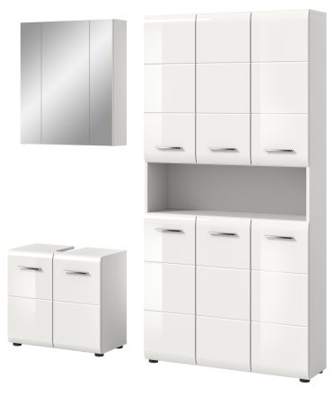 Badmbel Set 3-teilig Cover in wei Hochglanz Badkombination 165 x 185 cm