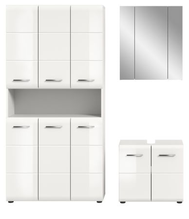 Badmbel Set 3-teilig Cover in wei Hochglanz Badkombination 165 x 185 cm