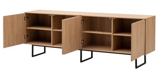 TV-Lowboard Breda in Stone Eiche 200 x 70 cm, mit Push-to-Open und Komforthhe
