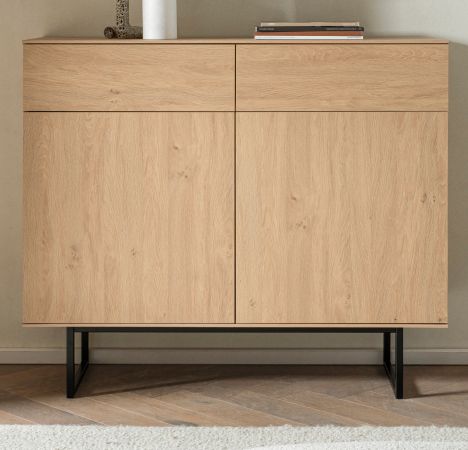 Sideboard Breda in Stone Eiche Kommode 115 x 98 cm, mit Push-to-Open