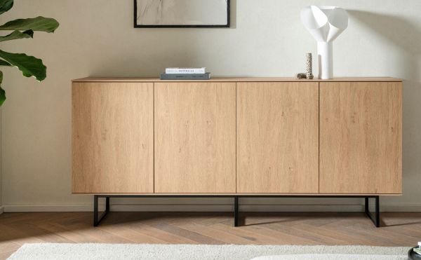 Sideboard Breda in Stone Eiche Kommode 200 x 90 cm, mit Push-to-Open