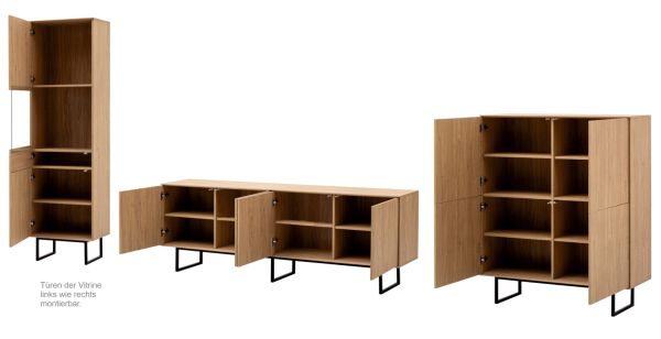 Wohnwand Breda in Stone Eiche Wohnkombination 3-teilig 403 cm, mit Push-to-Open