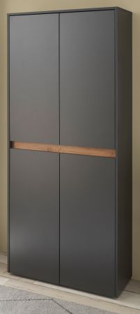 Schuhschrank Center in grau matt und Wotan Eiche Flurschrank 85 x 195 cm