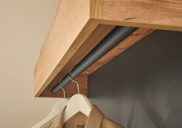 Garderobe Set 4-teilig Center in grau matt und Wotan Eiche Garderobenkombination 195 x 200 cm