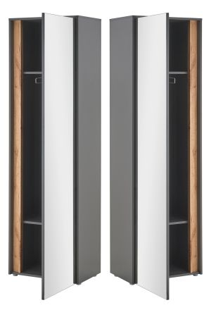 Garderobe Set 5-teilig Center in grau matt und Wotan Eiche Garderobenkombination 265 x 200 cm