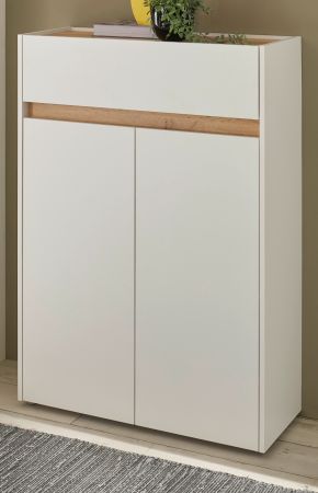 Schuhschrank Center in wei und Wotan Eiche Flurkommode 85 x 122 cm