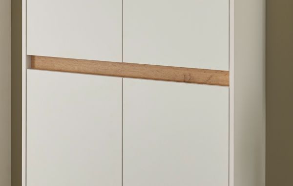 Schuhschrank Center in wei und Wotan Eiche Flurschrank 85 x 195 cm