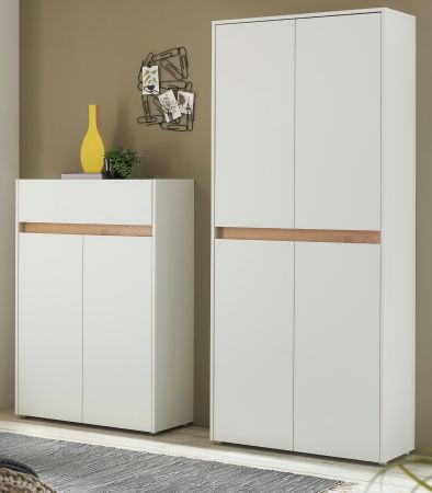 Garderobe Set 2-teilig Center in wei und Wotan Eiche Garderobenkombination 180 x 195 cm
