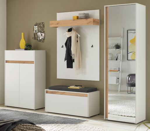 Garderobe Set 5-teilig Center in wei und Wotan Eiche Garderobenkombination 265 x 200 cm