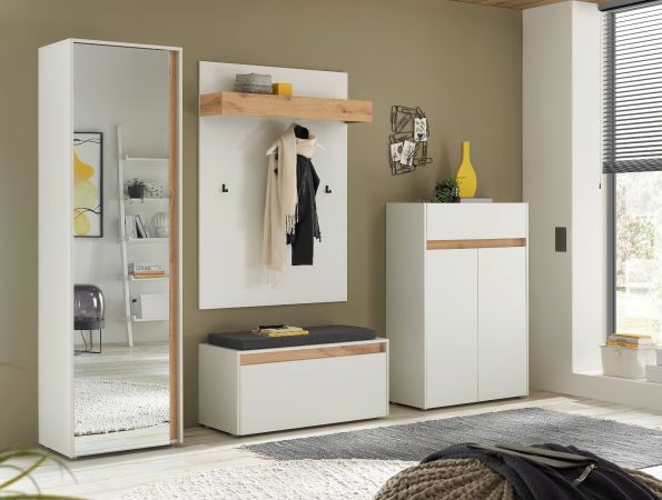 Garderobe Set 5-teilig Center in wei und Wotan Eiche Garderobenkombination 265 x 200 cm