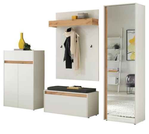 Garderobe Set 5-teilig Center in wei und Wotan Eiche Garderobenkombination 265 x 200 cm