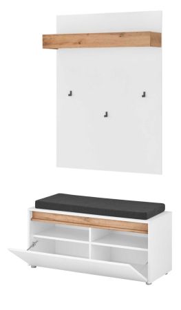 Garderobe Set 5-teilig Center in wei und Wotan Eiche Garderobenkombination 265 x 200 cm