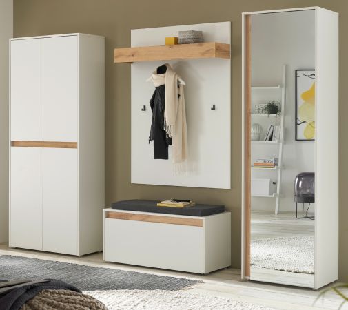 Garderobe Set 5-teilig Center in wei und Wotan Eiche Garderobenkombination 265 x 200 cm