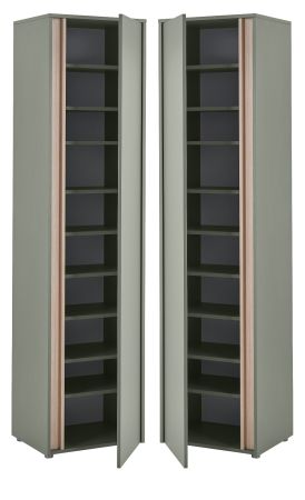 Schuhschrank Center in Salbei Grn und Barista Eiche Flurschrank 50 x 200 cm