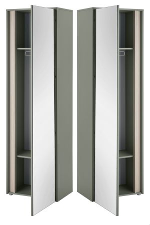 Garderobenschrank Center in Salbei und Barista Eiche Flurschrank mit Spiegel 60 x 200 cm