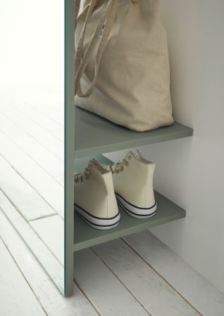 Garderobe Center in Salbei Kompaktgarderobe mit Spiegel 50 x 200 cm
