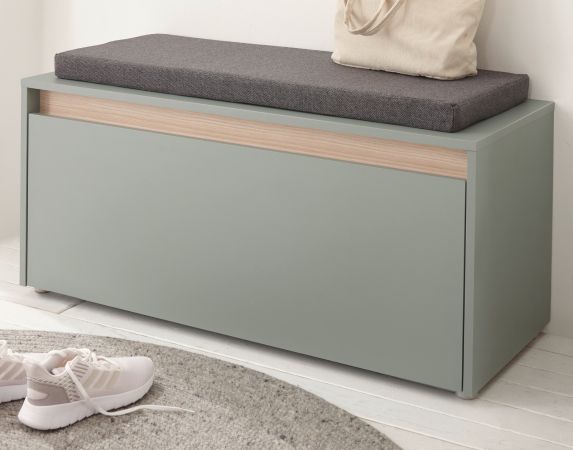 Garderobe Sitzbank Center in Salbei und Barista Eiche Garderobenbank 100 cm