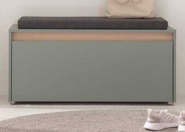 Garderobe Sitzbank Center in Salbei und Barista Eiche Garderobenbank 100 cm