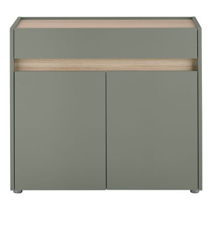 Schuhschrank Center in Salbei und Barista Eiche Flurkommode 80 x 70 cm