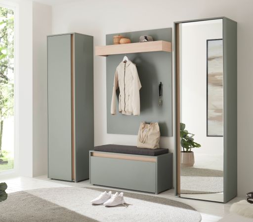 Hngeschrank Center in Salbei und Barista Eiche Flurschrank hngend 100 cm