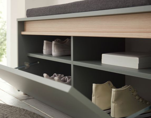 Garderobe Set 3-teilig Center in Salbei und Barista Eiche Garderobenkombination 100 x 200 cm