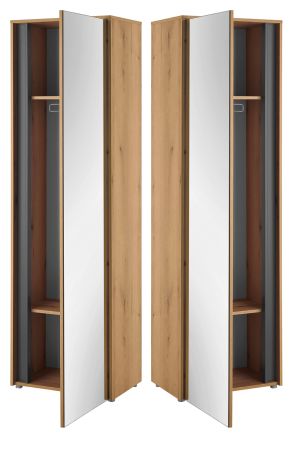 Garderobenschrank Center in Evoke Eiche und grau Flurschrank mit Spiegel 60 x 200 cm