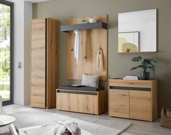 Hngeschrank Center in Evoke Eiche und grau Flurschrank hngend 100 cm