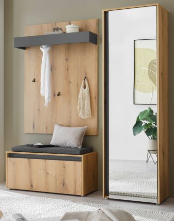 Garderobe Set 4-teilig Center in Evoke Eiche und grau Garderobenkombination 170 x 200 cm