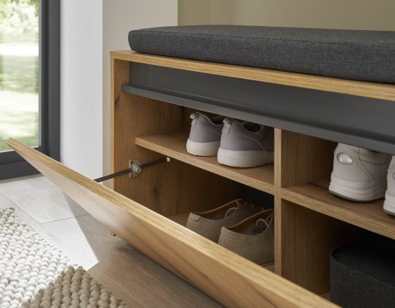 Garderobe Set 3-teilig Center in Evoke Eiche und grau Garderobenkombination 100 x 200 cm