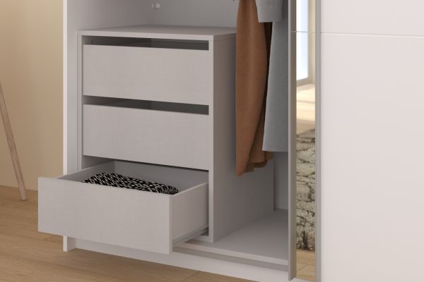 Kleiderschrank Swing in wei Schiebetrenschrank 2-trig mit Spiegel 178 x 203 cm, Soft-Close