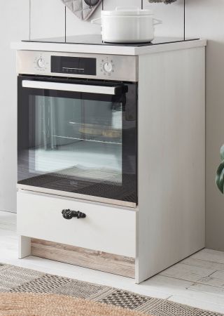 Herdumbauschrank Rovola in wei Pinie Landhaus Kche Unterschrank 60 cm, Soft-Close