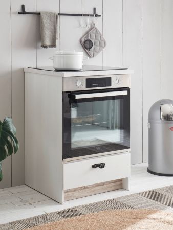 Herdumbauschrank Rovola in wei Pinie Landhaus Kche Unterschrank 60 cm, Soft-Close